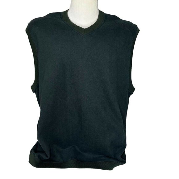 Nike Golf Vest Mens XL Dark Blue Green Vneck Pull Over Soft Fleece Inside - Picture 1 of 7